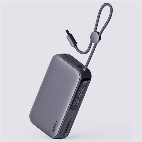 Pin sạc dự phòng Polymer 10000mAh Type C PD 30W Aukey PB-Y47 - Xám Đậm Màu Xám