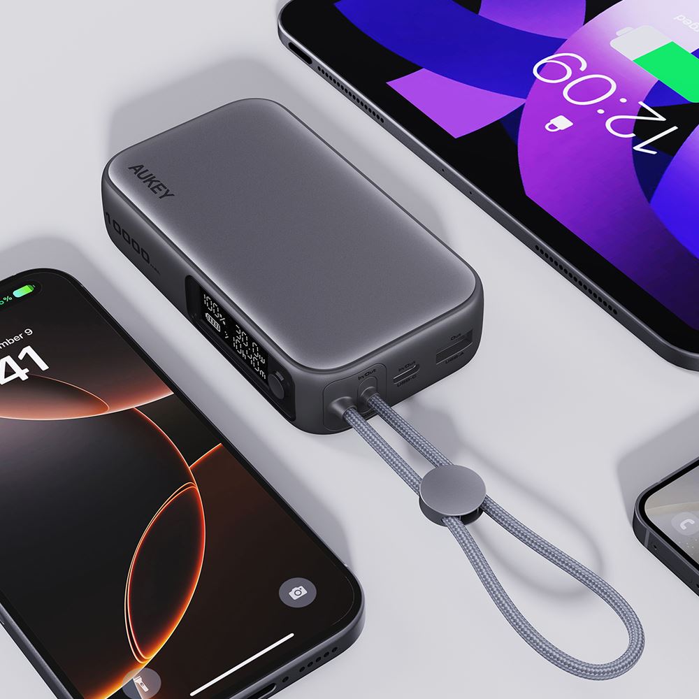 Pin sạc dự phòng Polymer 10000mAh Type C PD 30W Aukey PB-Y47 - Xám Đậm - Dung lượng