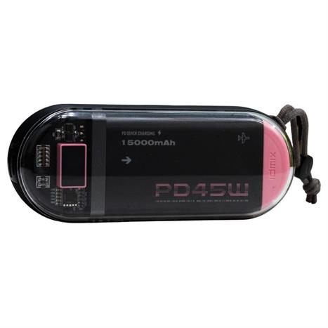 Pin sạc dự phòng Polymer 15000mAh Type C PD QC 45W IDMIX P15CIPRO kèm cáp Lightning và Type-C - Đen Hồng Màu Đen hồng