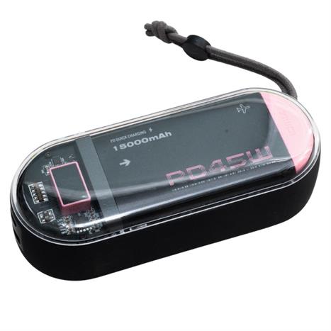 Pin sạc dự phòng Polymer 15000mAh Type C PD QC 45W IDMIX P15CIPRO kèm cáp Lightning và Type-C - Đen Hồng Màu Đen hồng