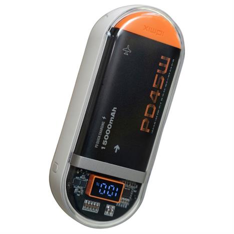 Pin sạc dự phòng Polymer 15000mAh Type C PD QC 45W IDMIX P15CIPRO kèm cáp Lightning và Type-C - Trắng Màu Trắng