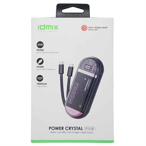 Pin sạc dự phòng Polymer 10000mAh Type C PD 35W IDMIX P15SE kèm cáp Type-C - Đen Hồng Màu Đen hồng
