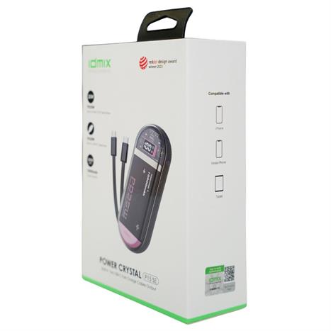 Pin sạc dự phòng Polymer 10000mAh Type C PD 35W IDMIX P15SE kèm cáp Type-C - Đen Hồng Màu Đen hồng