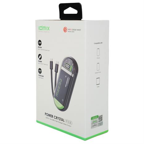 Pin sạc dự phòng Polymer 10000mAh Type C PD 35W IDMIX P15SE kèm cáp Type-C - Xám Màu Xám đậm