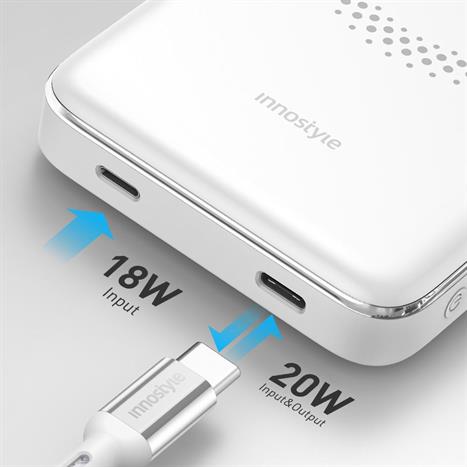 Pin sạc dự phòng Polymer 10000 mAh Type C PD QC 3.0 20W Innostyle IM20PDSLV - Bạc Màu Bạc