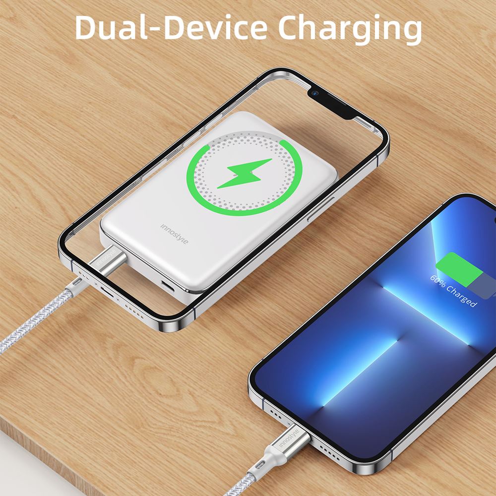 Pin sạc dự phòng Polymer 10000 mAh Type C PD QC 3.0 20W Innostyle IM20PDSLV - Bạc - Sạc 2 thiết bị cùng lúc