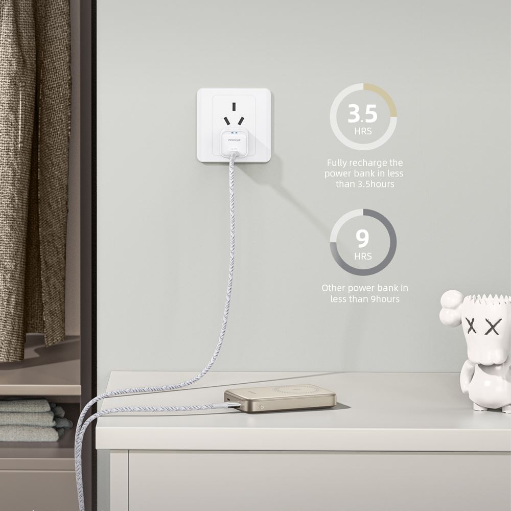 Pin sạc dự phòng Polymer 10000 mAh Type C PD QC 3.0 20W Innostyle IM20PDTG - Vàng Màu Vàng