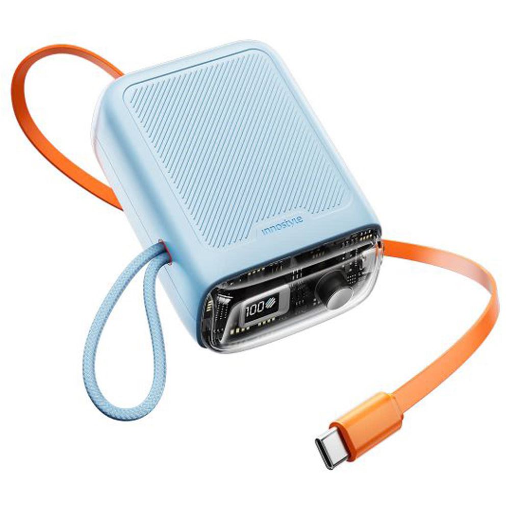 Pin sạc dự phòng Polymer 10000 mAh Type C PD 30W Innostyle TM31BB kèm cáp Type C - Xanh - Thiết kế