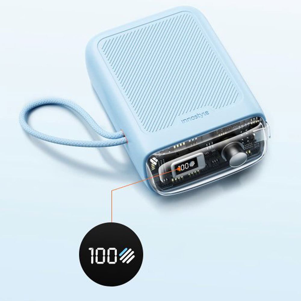 Pin sạc dự phòng Polymer 10000 mAh Type C PD 30W Innostyle TM31BB kèm cáp Type C - Xanh Màu Xanh Dương