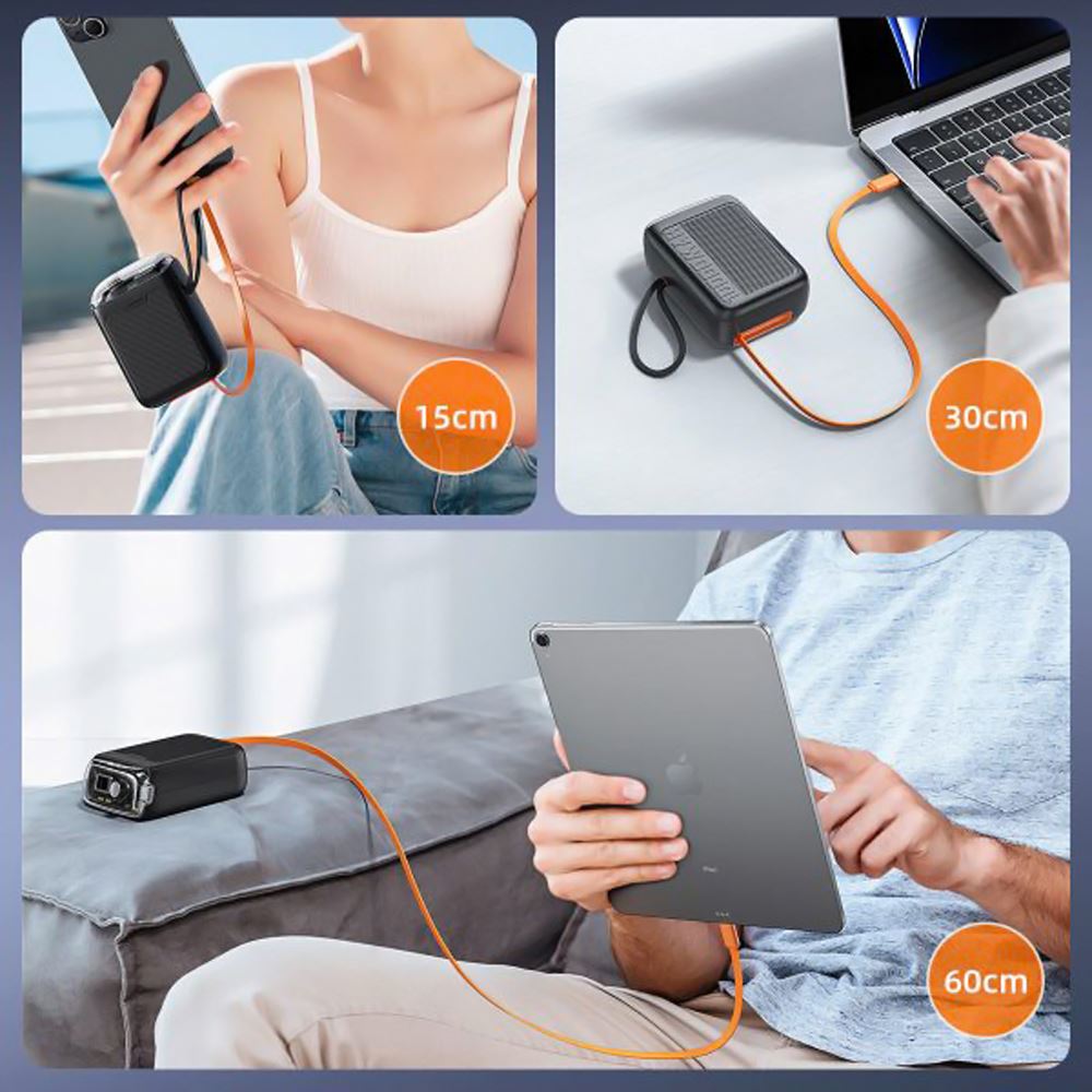 Pin sạc dự phòng Polymer 10000 mAh Type C PD 30W Innostyle TM31BLK kèm cáp Type C - Đen Màu Đen
