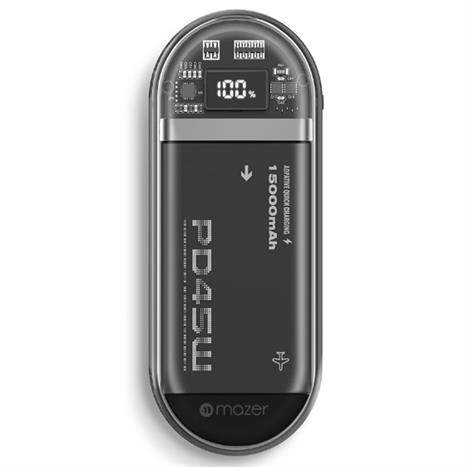 Pin sạc dự phòng Polymer 15000 mAh Type C PD 45W Mazer M-PC45LINK1545-BK - Đen Màu Đen