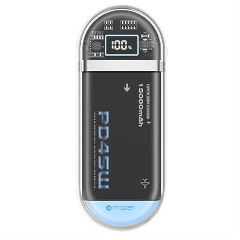 Pin sạc dự phòng Polymer 15000 mAh Type C PD 45W Mazer M-PC45LINK1545-WB - Trắng Màu Xanh Da Trời
