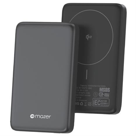Pin sạc dự phòng Polymer 10000mAh Không dây Qi2 20W Mazer M-MagAir21-GY Màu Xám