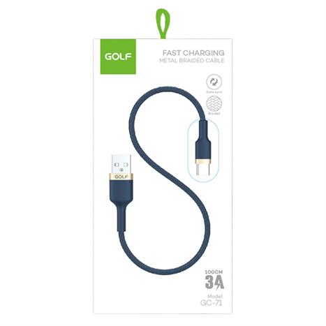 Cáp sạc nhanh và truyền dữ liệu USB A - Type C 18W 1m Golf GC-71T Màu Xanh đen