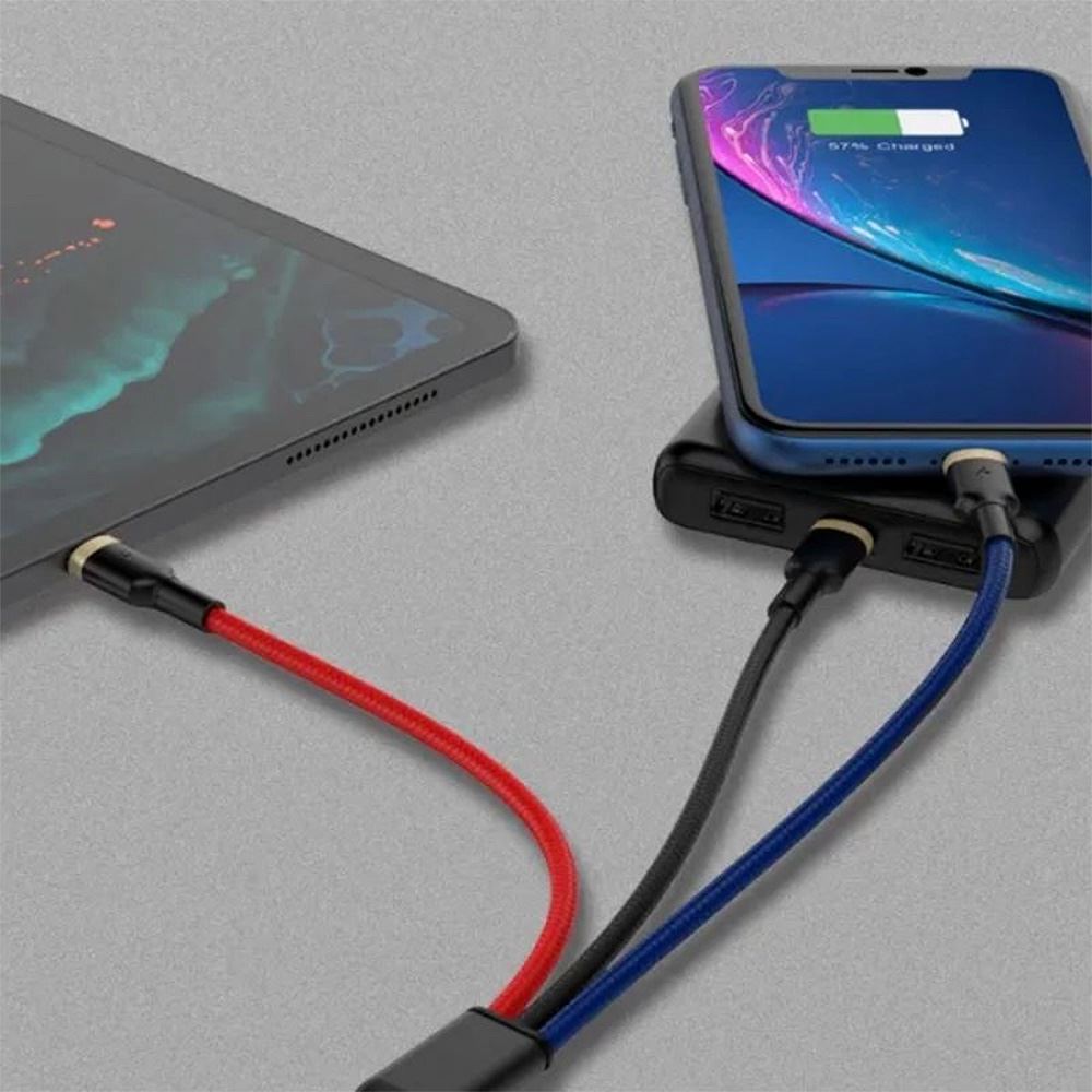 cáp sạc nhanh và truyền dữ liệu 3 đầu USB A - Type C Lightning Micro USB 18W 1.5m Golf GC-72X - Độ dài