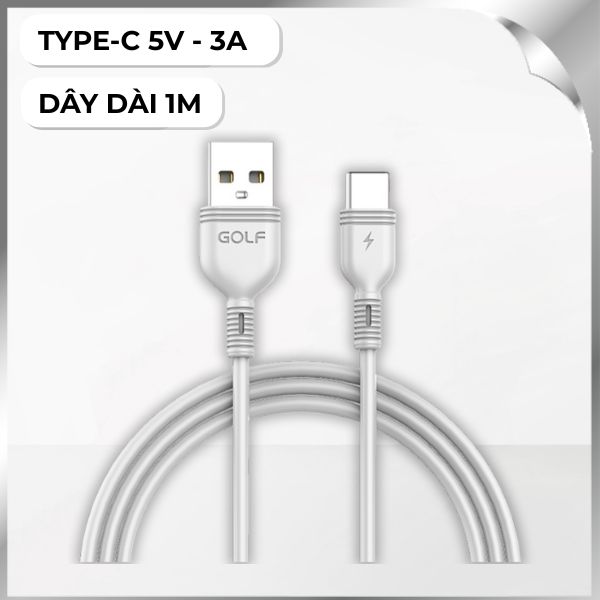 Cáp sạc nhanh và truyền dữ liệu USB-A - Type-C 18W 1m Golf GC-75T - Trắng
