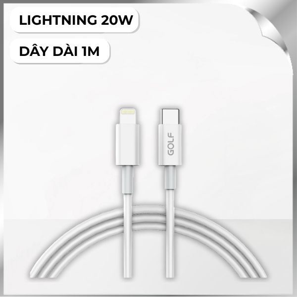 Cáp sạc nhanh và truyền dữ liệu Type-C - Lightning 20W 1m Golf GC-81P - Trắng