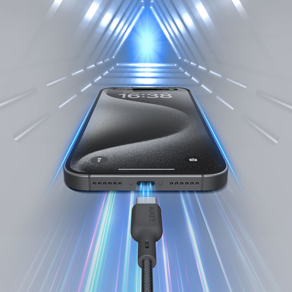 Cáp sạc nhanh và truyền dữ liệu Type-C - Type-C 60W 1m Aukey CB-DCC063 - Den - Loại cổng