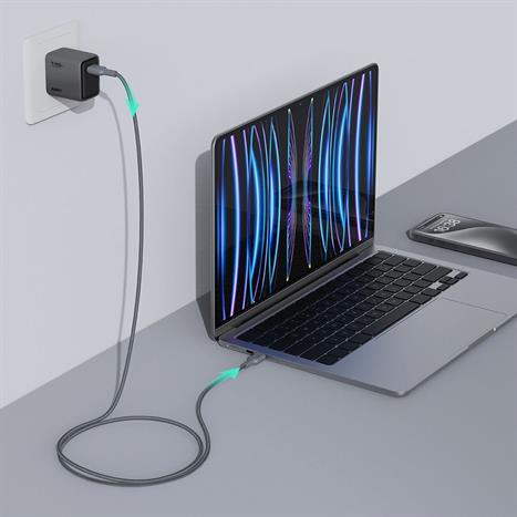 Cáp sạc nhanh và truyền dữ liệu Type-C - Type-C 60W 1m Aukey CB-DCC063 - Xám Màu Xám