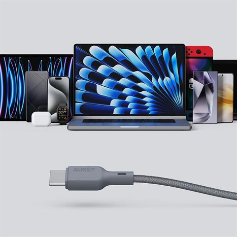 Cáp sạc nhanh và truyền dữ liệu Type-C - Type-C 60W 1m Aukey CB-DCC063 - Xám Màu Xám