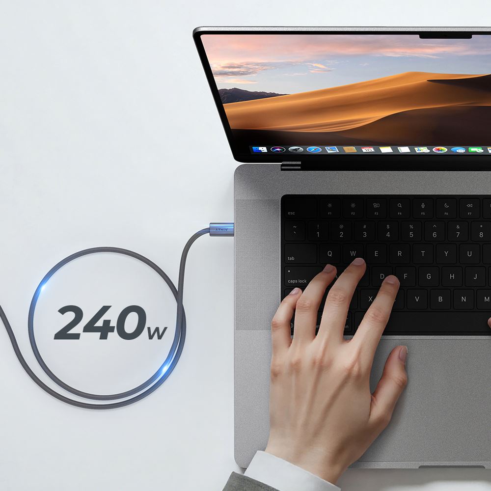 Cáp sạc nhanh và truyền dữ liệu Type-C - Type-C 240W 1m Aukey CB-DCC241 - Xám - Công suất