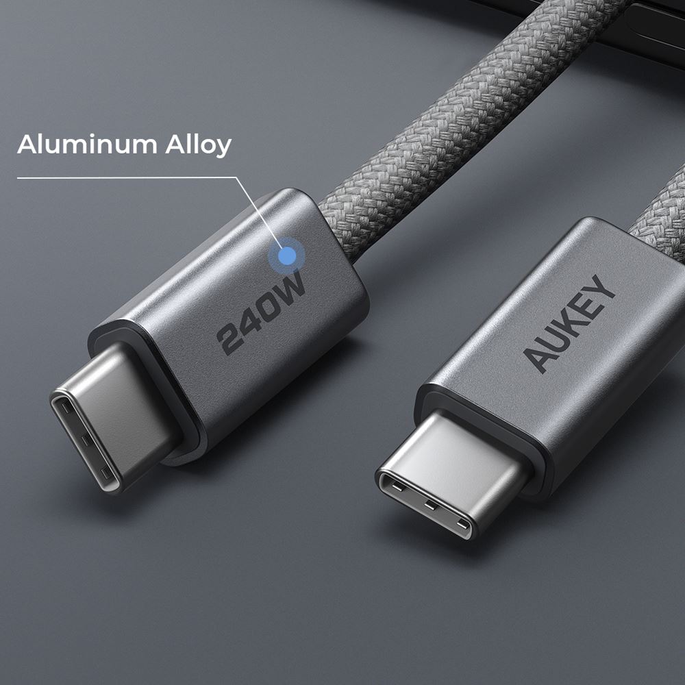 Cáp sạc nhanh và truyền dữ liệu Type-C - Type-C 240W 1.8m Aukey CB-DCC242 - Xám - Loại cổng Cáp sạc nhanh và truyền dữ liệu Type-C - Type-C 240W 1.8m Aukey CB-DCC242 - Xám - Loại cổng