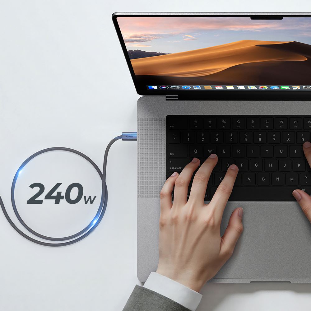 Cáp sạc nhanh và truyền dữ liệu Type-C - Type-C 240W 1.8m Aukey CB-DCC242 - Xám - Công suất