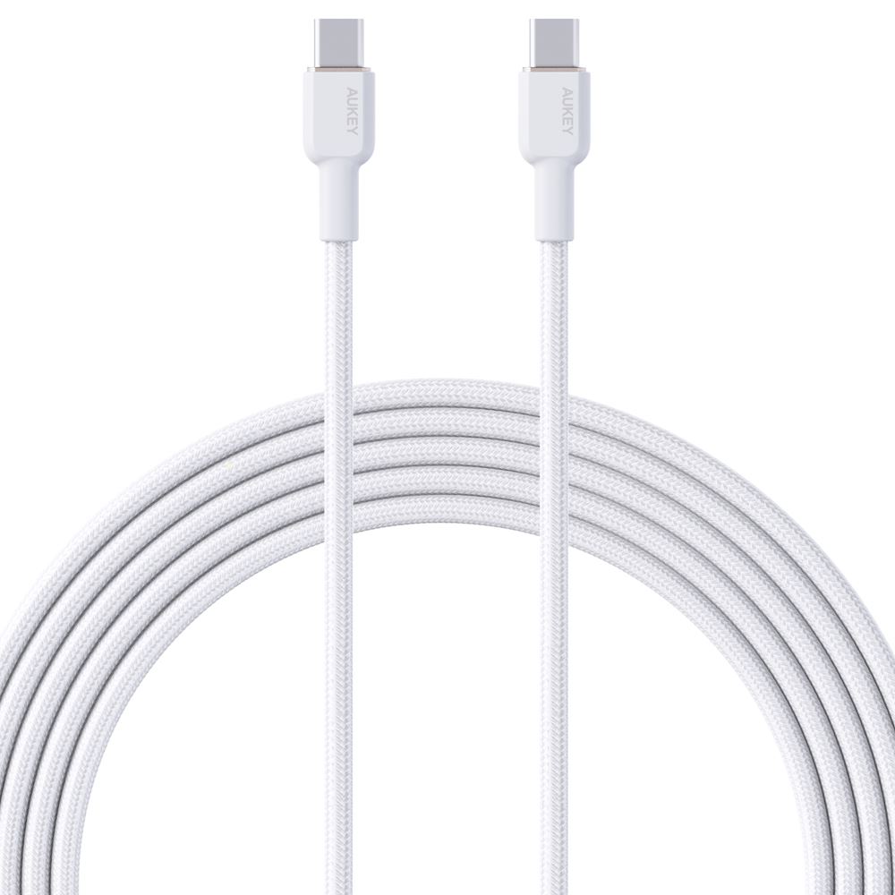 Cáp sạc nhanh và truyền dữ liệu Type-C - Type-C 60W 1m Aukey CB-NCC1 - Trắng - Chất liệu kiểu dáng