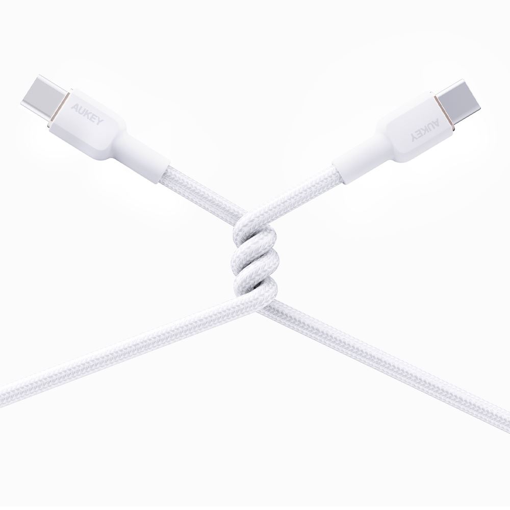 Cáp sạc nhanh và truyền dữ liệu Type-C - Type-C 60W 1m Aukey CB-NCC1 - Trắng - 3