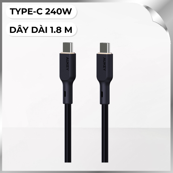 Cáp sạc nhanh và truyền dữ liệu Type-C - Type-C 240W 1.8m Aukey CB-SCC242 - Đen