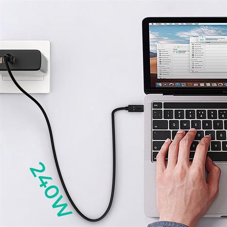 Cáp sạc nhanh và truyền dữ liệu Type-C - Type-C 240W 1.8m Aukey CB-TCC241-BLK Màu Đen