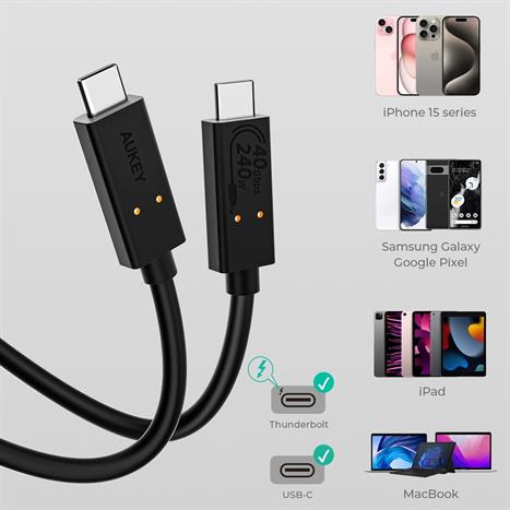 Cáp sạc nhanh và truyền dữ liệu Type-C - Type-C 240W 1.8m Aukey CB-TCC241-BLK Màu Đen