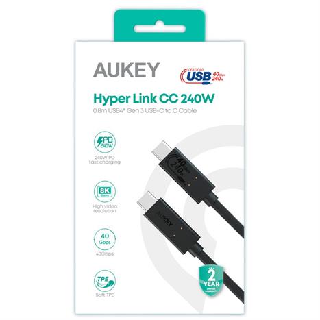 Cáp sạc nhanh và truyền dữ liệu Type-C - Type-C 240W 1.8m Aukey CB-TCC241-BLK Màu Đen
