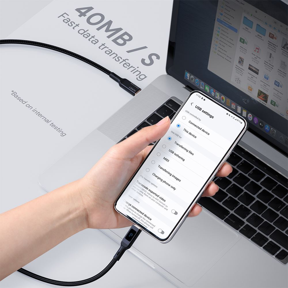 Cáp sạc nhanh và truyền dữ liệu Type-C - Type-C 100W 1.8m Aukey CB-MCC102 - Đen - Chiều dài dây