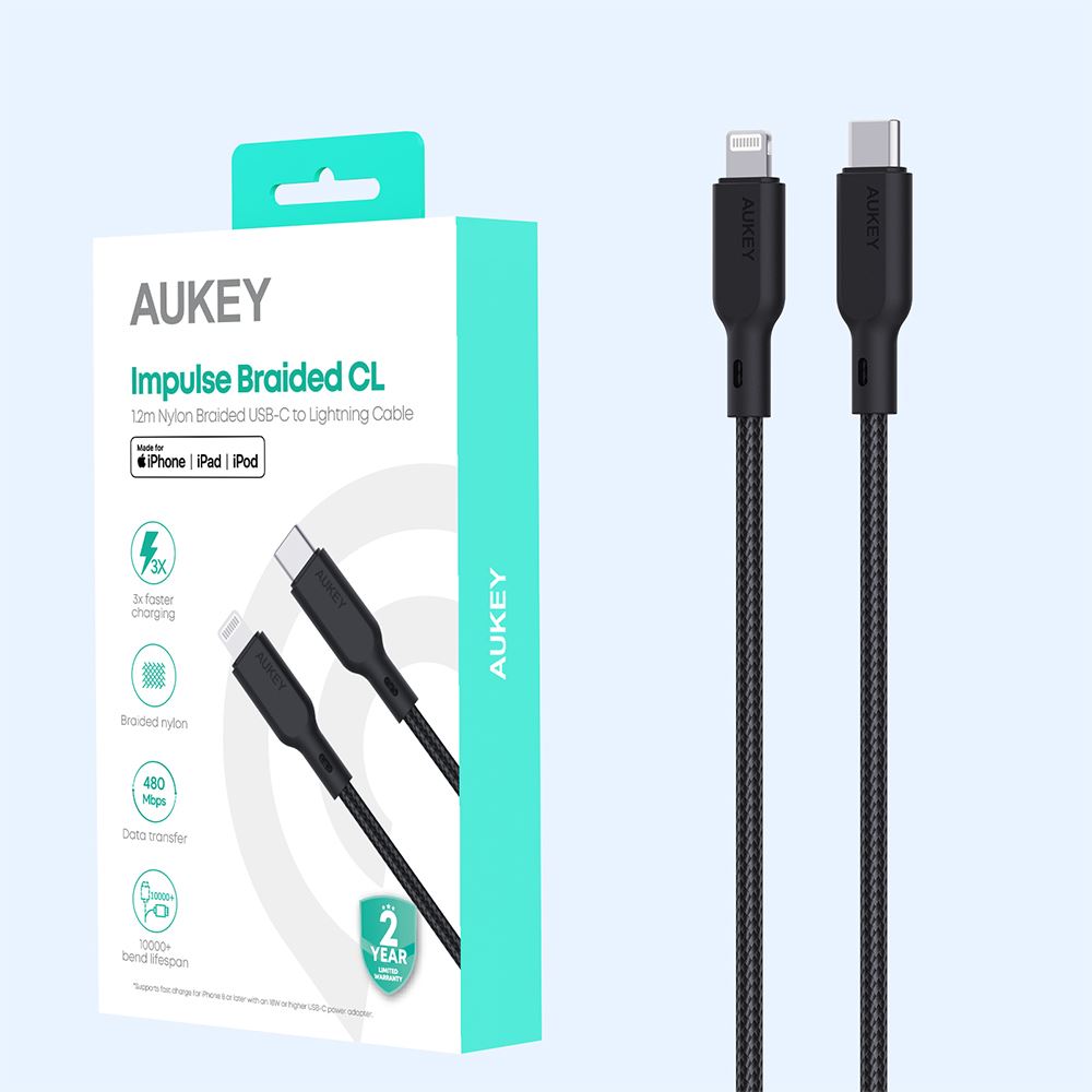 Cáp sạc nhanh và truyền dữ liệu Type-C - Lightning 27W 1.2m Aukey CB-CL5 - Đen - Công suất
