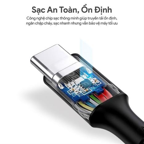 Cáp sạc nhanh và truyền dữ liệu Type C - Type C 100W 0.9m Dekey Power Pioneer C2588 - Đen Màu Đen