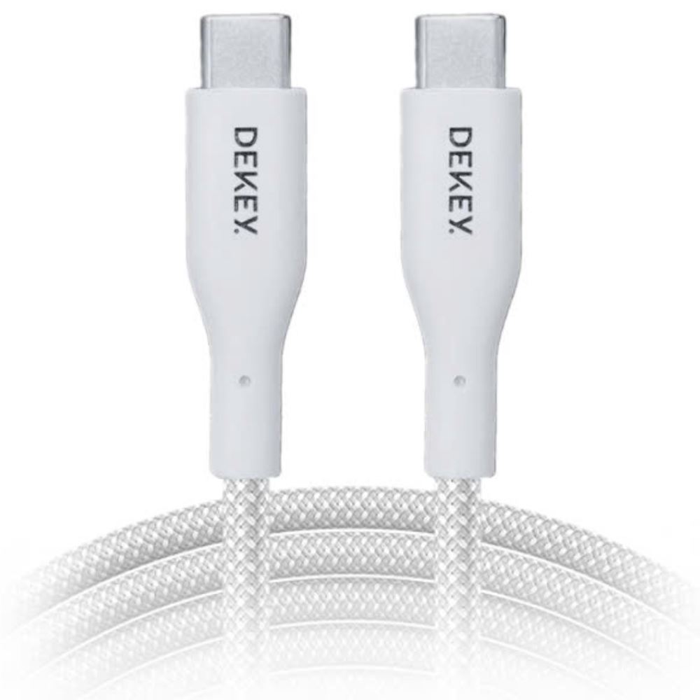 Cáp sạc nhanh và truyền dữ liệu Type C - Type C 100W 0.9m Dekey Power Pioneer C2588 - Trắng - Tương thích