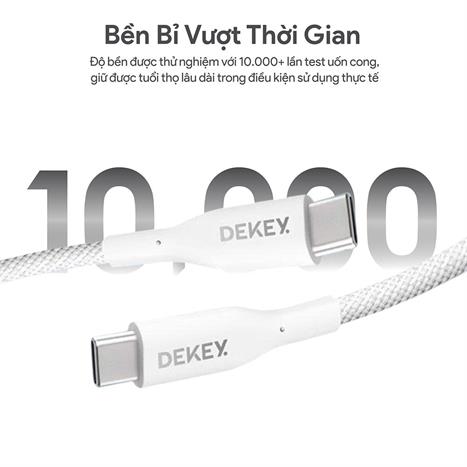 Cáp sạc nhanh và truyền dữ liệu Type C - Type C 100W 0.9m Dekey Power Pioneer C2588 - Trắng Màu Trắng