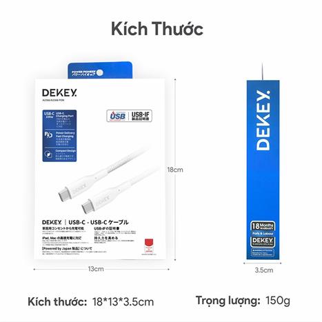 Cáp sạc nhanh và truyền dữ liệu Type C - Type C 100W 0.9m Dekey Power Pioneer C2588 - Trắng Màu Trắng