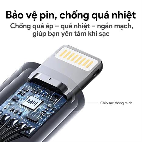 Cáp sạc nhanh và truyền dữ liệu Type C - Lightning 20W 0.9m Dekey Power Pioneer C2566 - Đen Màu Đen
