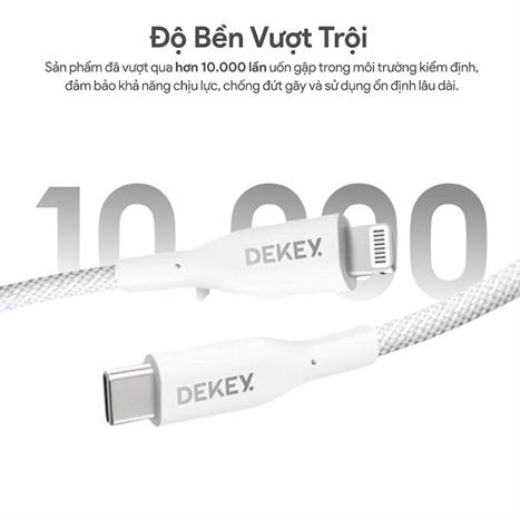 Cáp sạc nhanh và truyền dữ liệu Type C - Lightning 20W 0.9m Dekey Power Pioneer C2566 - Trắng Màu Trắng