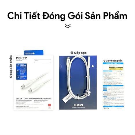 Cáp sạc nhanh và truyền dữ liệu Type C - Lightning 20W 0.9m Dekey Power Pioneer C2566 - Trắng Màu Trắng