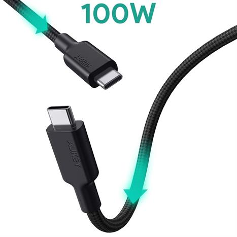 Cáp sạc nhanh và truyền dữ liệu Type-C - Type-C 100W 1.2m Aukey CB-CD21 Màu Đen