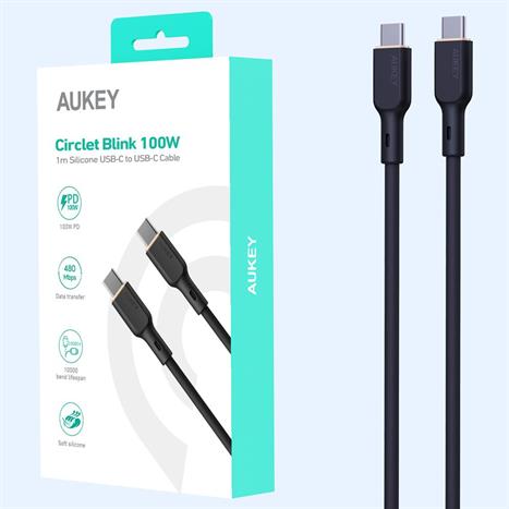 Cáp sạc nhanh và truyền dữ liệu Type-C - Type-C 100W 1m Aukey CB-SCC101 - Đen Màu Đen