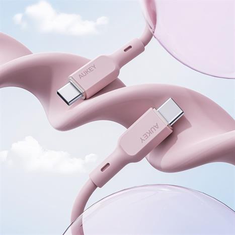 Cáp sạc nhanh và truyền dữ liệu Type-C - Type-C 100W 1m Aukey CB-SCC101 - Hồng Màu Hồng