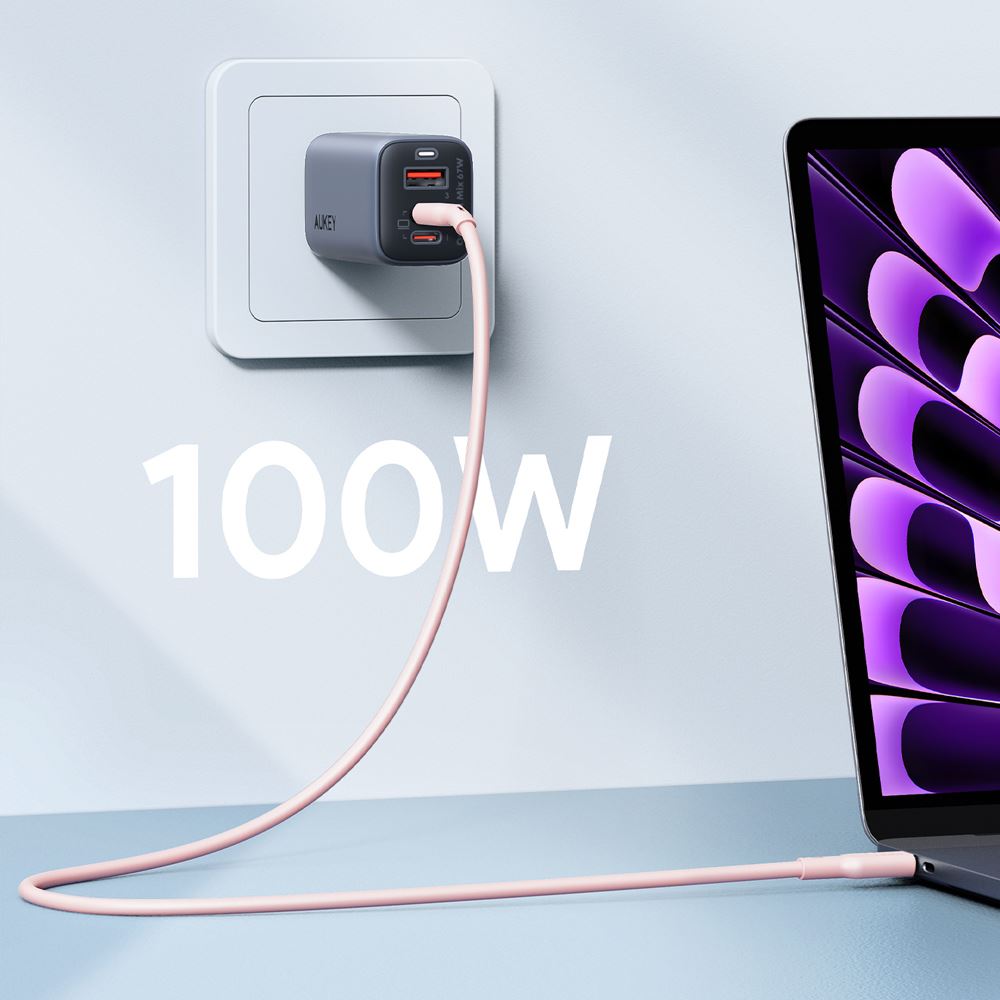 Cáp sạc nhanh và truyền dữ liệu Type-C - Type-C 100W 1m Aukey CB-SCC101 - Hồng - Công suất Cáp sạc nhanh và truyền dữ liệu Type-C - Type-C 100W 1m Aukey CB-SCC101 - Hồng - Công suất