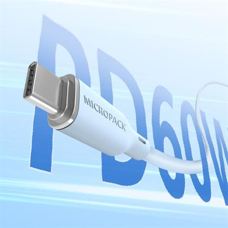 Cáp sạc nhanh và truyền dữ liệu Type-C - Type-C 60W 1.2m MicroPack Power Link C1 MC C60 - Xanh dương Màu Xanh Dương