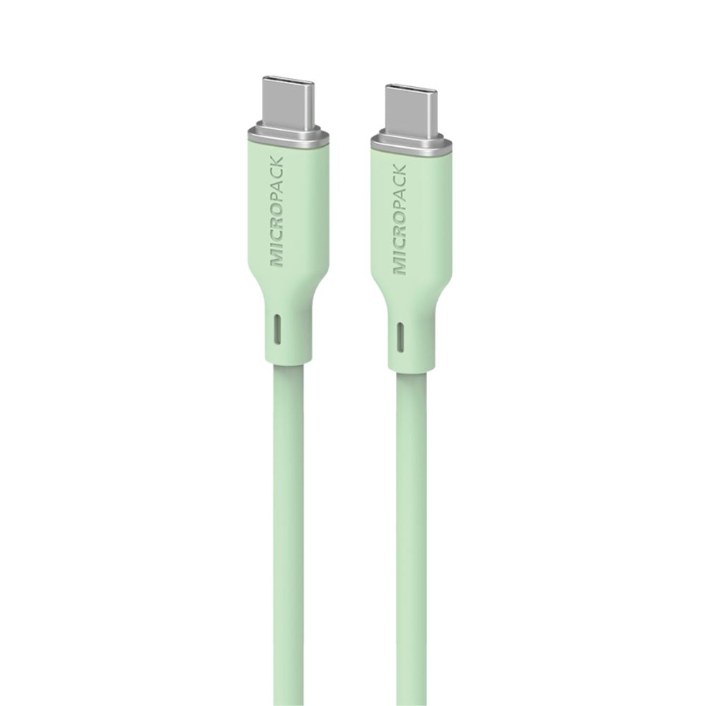 Cáp sạc nhanh và truyền dữ liệu Type-C - Type-C 60W 1.2m MicroPack Power Link C1 MC C60 - Xanh lá - Công suất