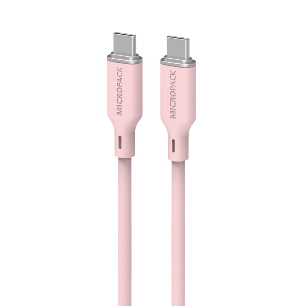 Cáp sạc nhanh và truyền dữ liệu Type-C - Type-C 60W 1.2m MicroPack Power Link C1 MC C60 - Hồng - Kết nối