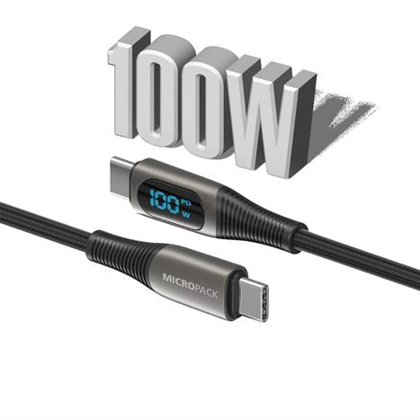 Cáp sạc nhanh và truyền dữ liệu Type-C - Type-C 100W 2m MicroPack Power Link C2 MC C100 - Đen Màu Đen